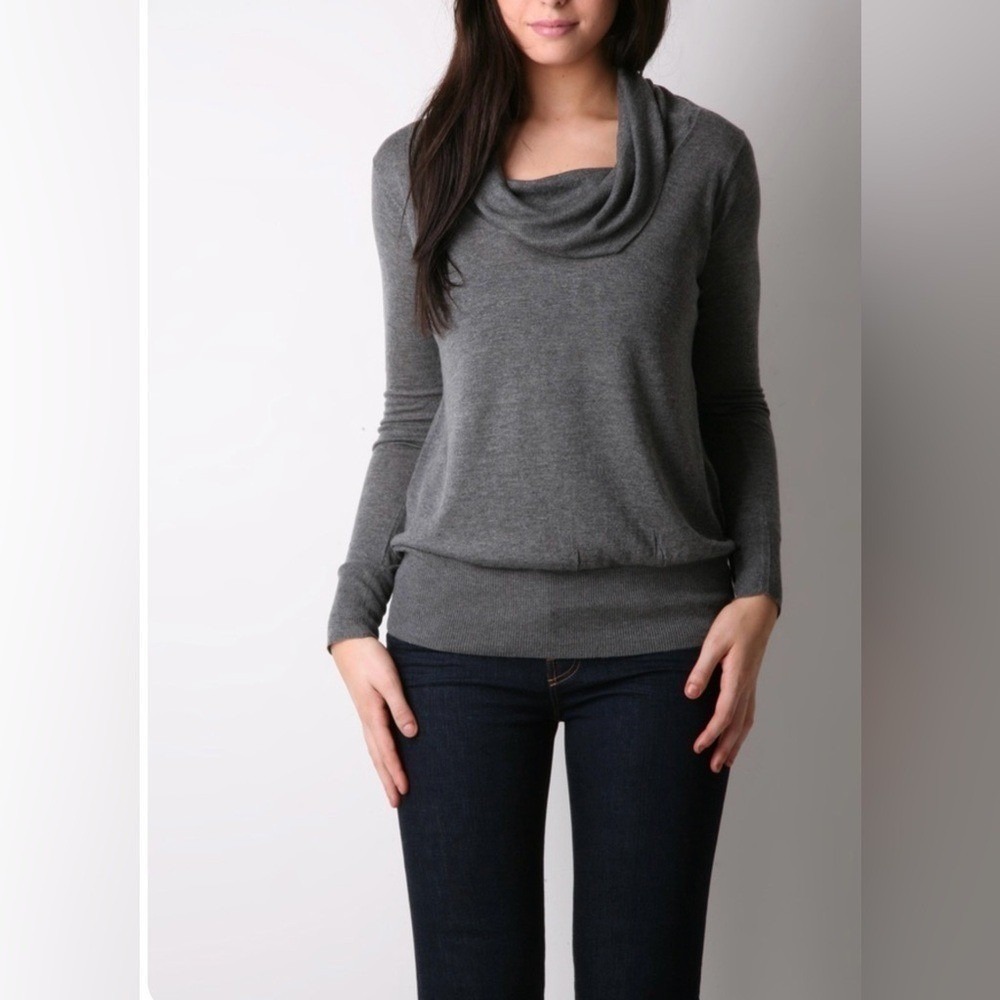 Gap Dark Charcoal ""The Octavia"" Waffle Cowl Neck Long Sleeve Sweater Top